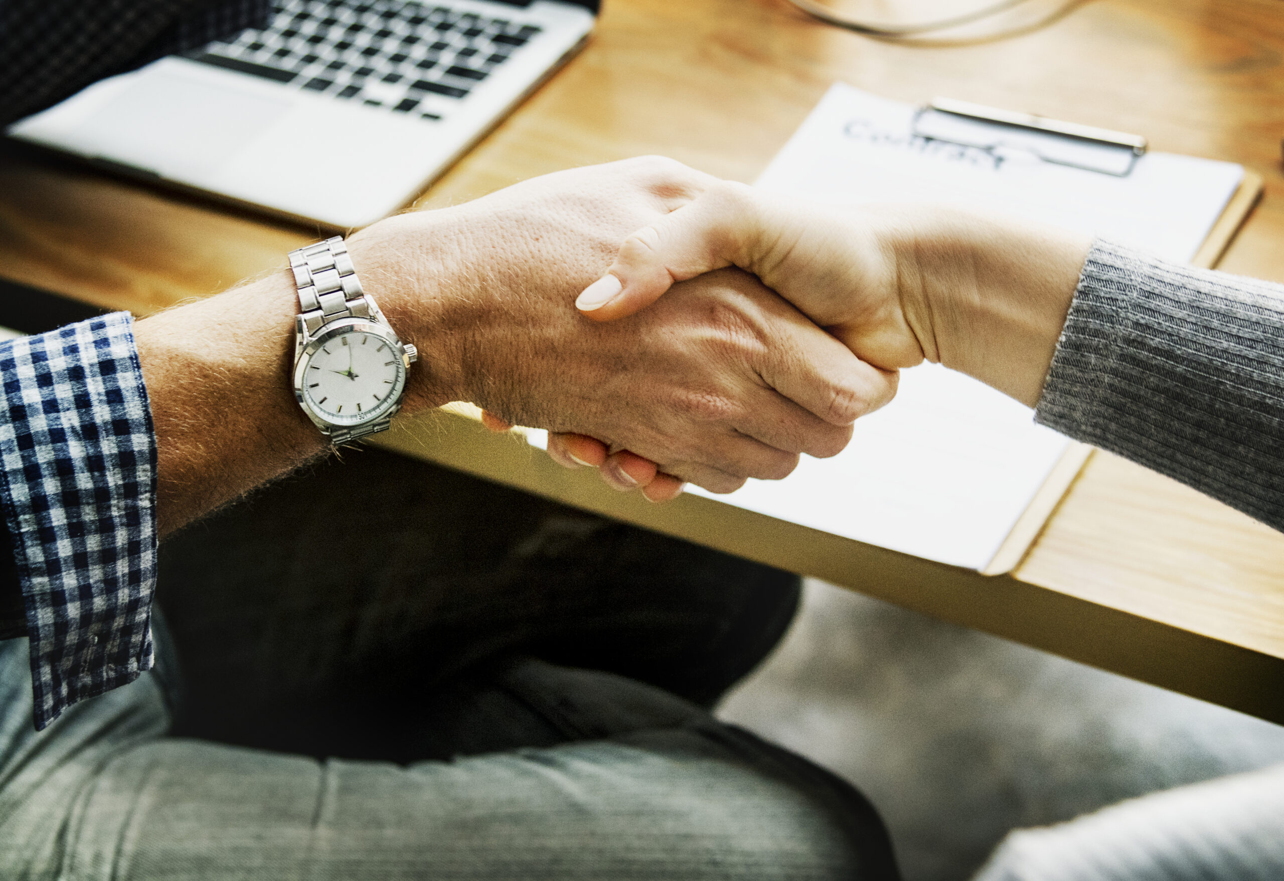 Business people shaking hands in agreement